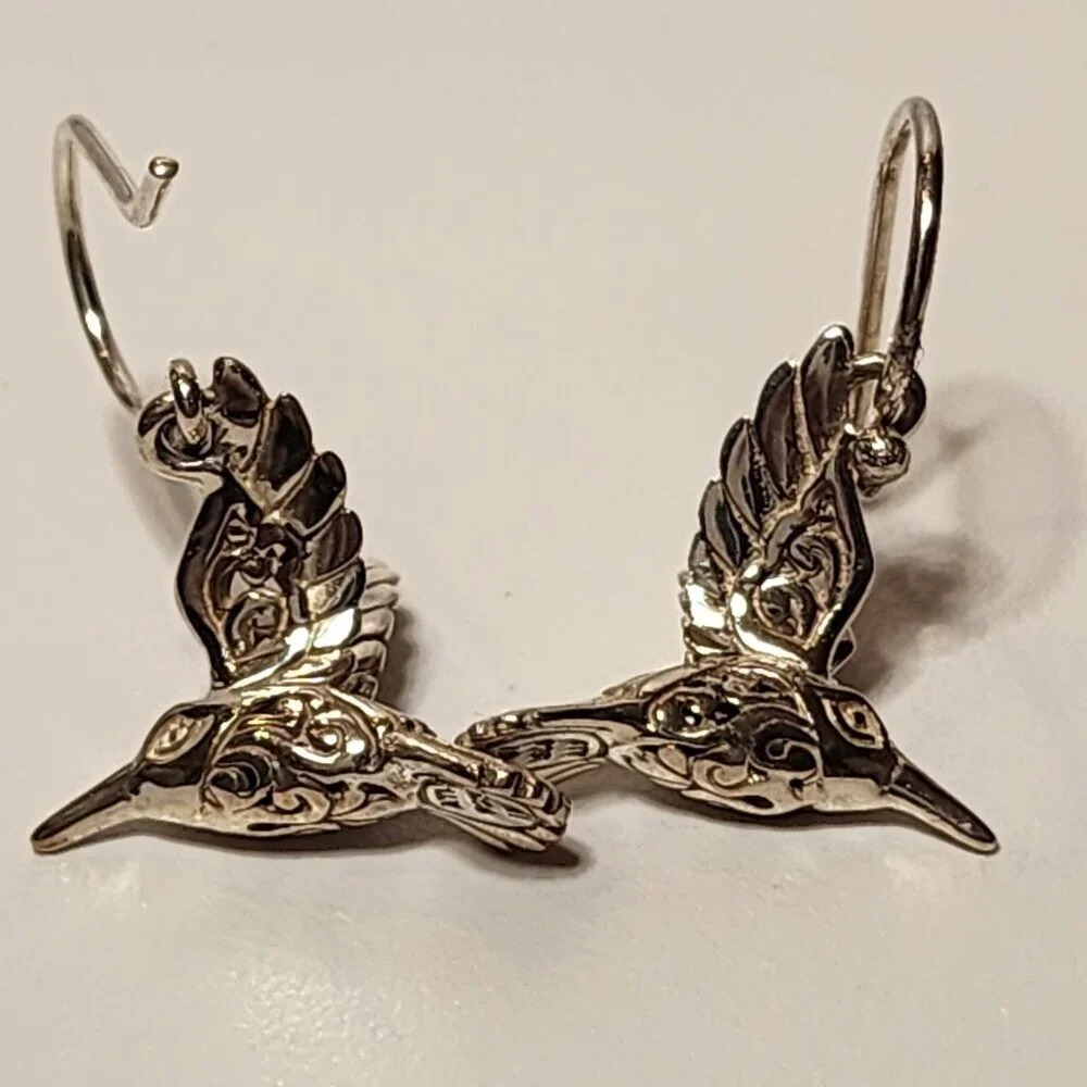 925 Hummingbird Dangle Earrings - Picture 7 of 7